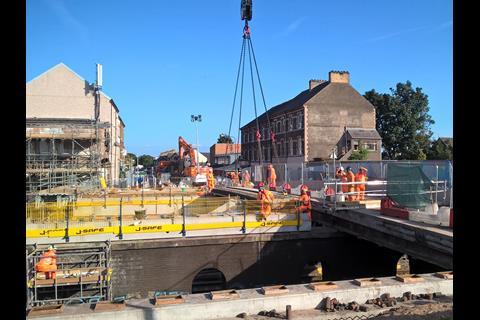 The Splott Road bridge in Cardiff is being replaced as part of the Great Western electrification programme.